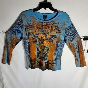 SUZIE IN THE CITY LRG BEAUTIFUL SEQUIN BLOUSE NWT